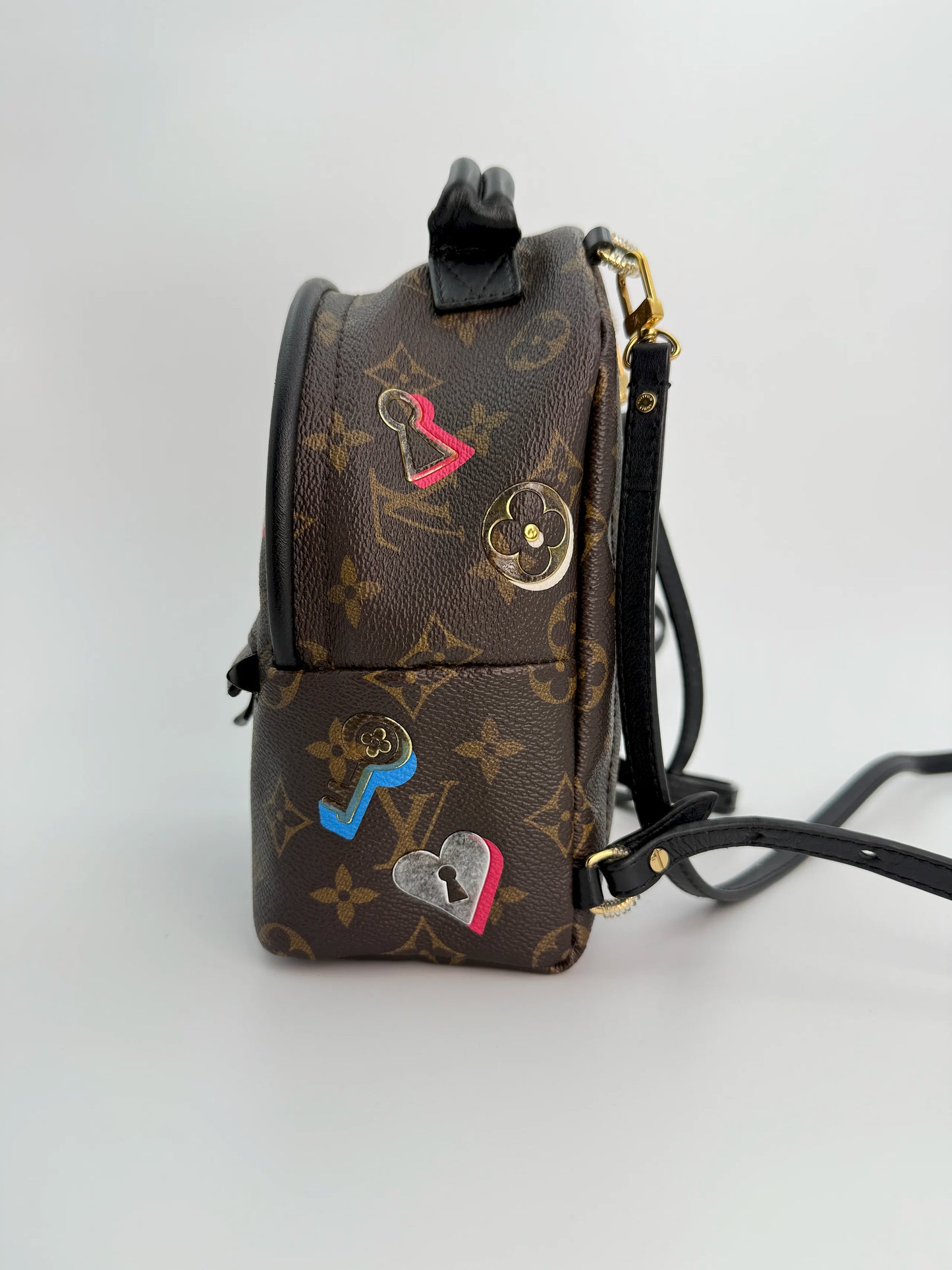 (AJ40) Louis Vuitton Palm Springs Mini Limited Love Lock, Gold Hardware