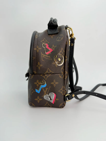 (AJ40) Louis Vuitton Palm Springs Mini Limited Love Lock, Gold Hardware