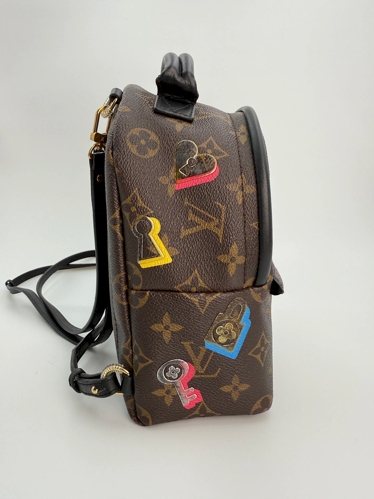 (AJ40) Louis Vuitton Palm Springs Mini Limited Love Lock, Gold Hardware