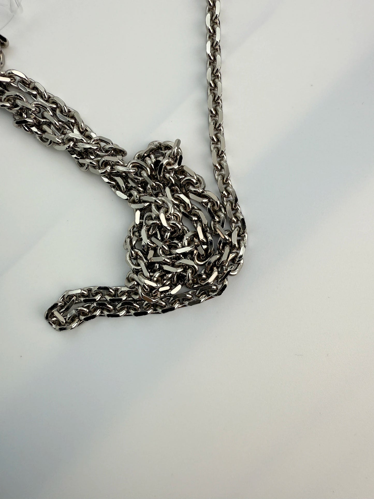 (AJ41) Fendi Silver Calf Leather Wallet on Chain, Silver Hardware