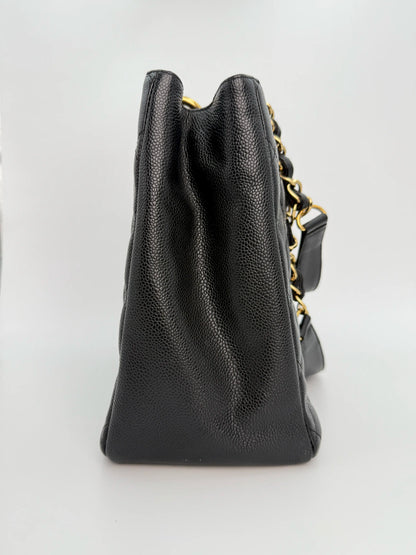 (AJ43) Chanel Black Caviar GST, Gold Hardware