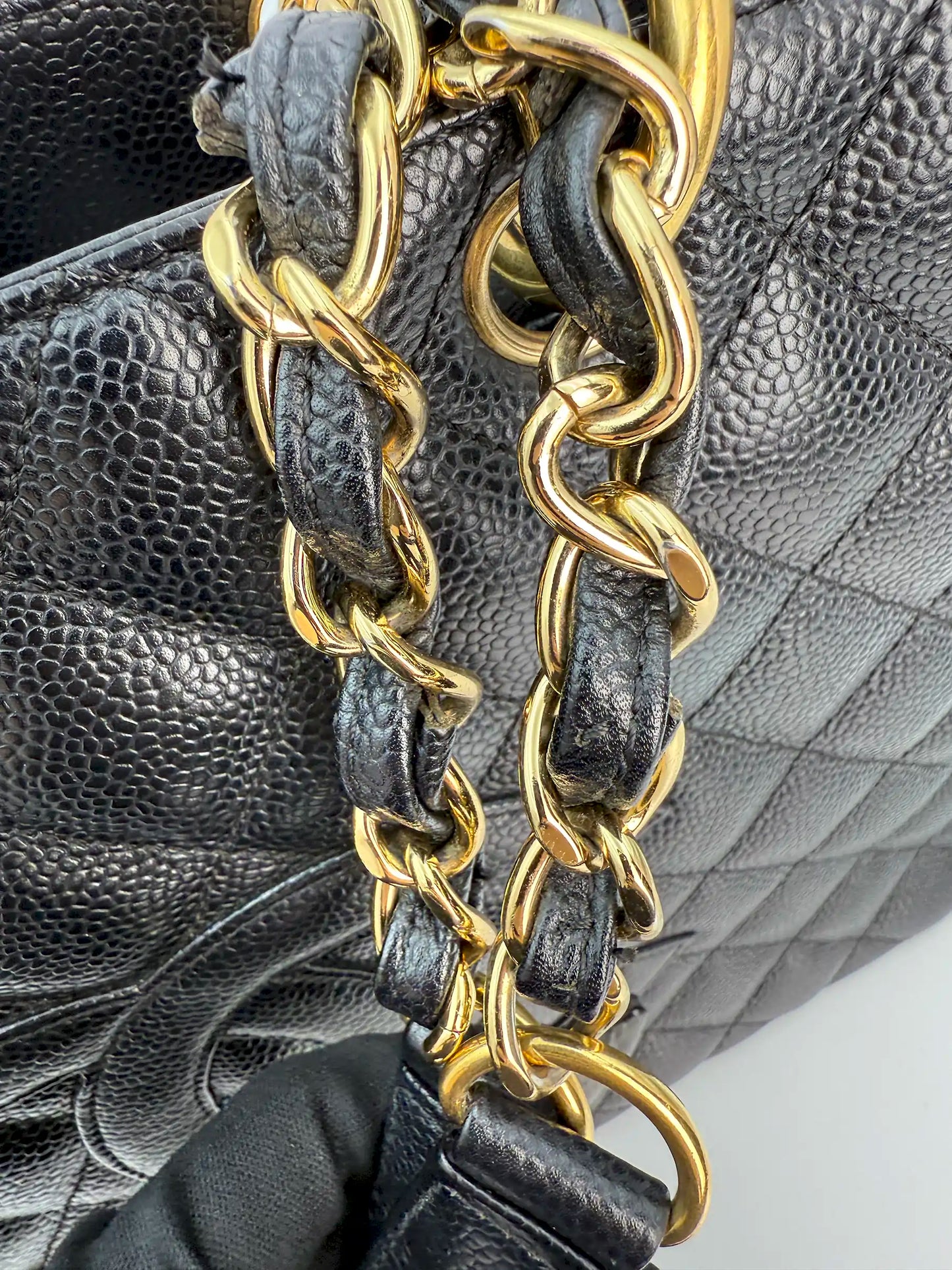 (AJ43) Chanel Black Caviar GST, Gold Hardware