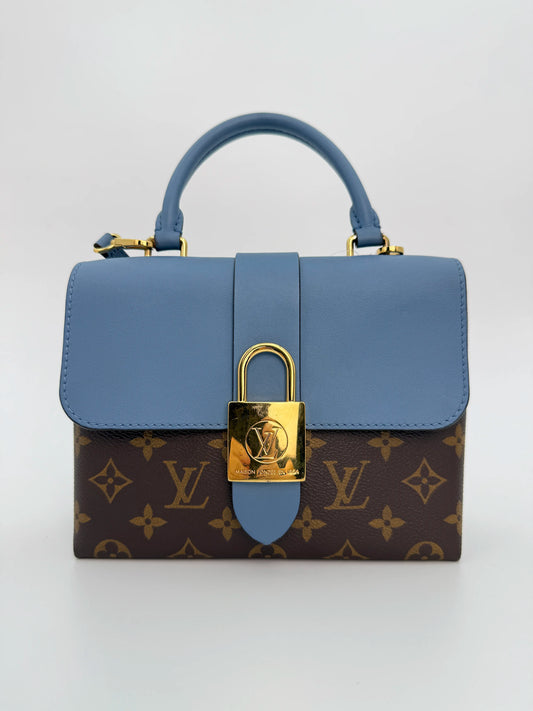(AJ47) Louis Vuitton Blue/Monogram Locky BB, Gold Hardware