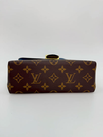 (AJ47) Louis Vuitton Blue/Monogram Locky BB, Gold Hardware