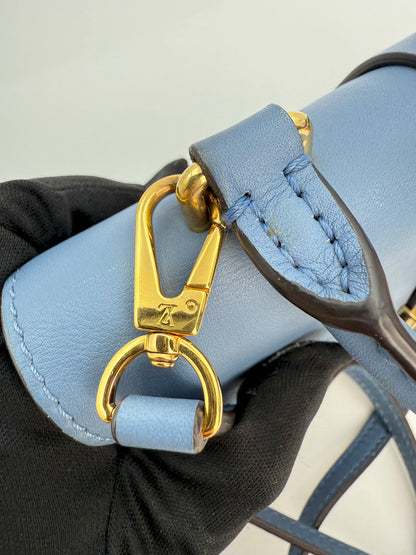 (AJ47) Louis Vuitton Blue/Monogram Locky BB, Gold Hardware