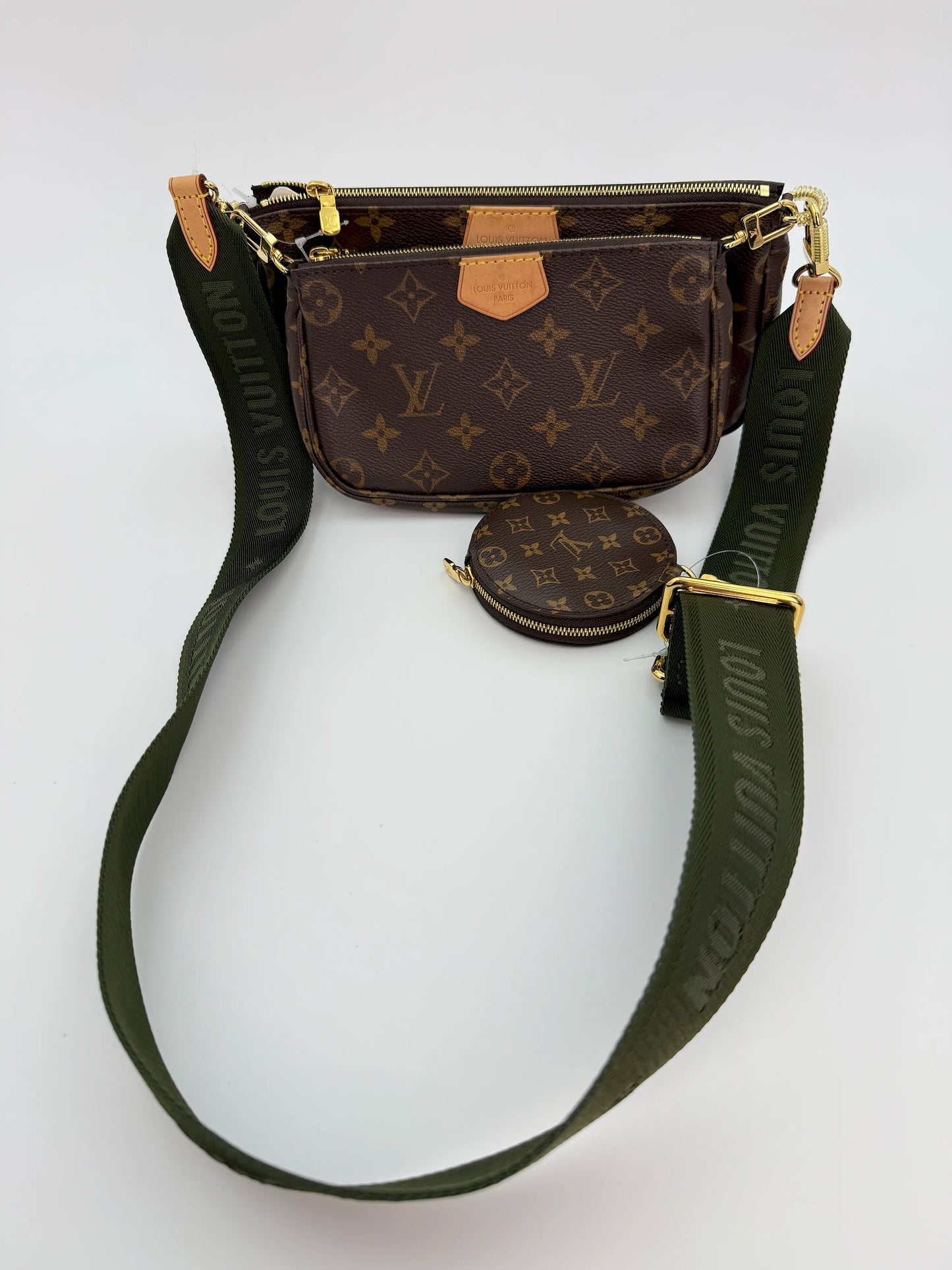 (AJ48) Louis Vuitton Monogram Multi Pochette, Gold Hardware