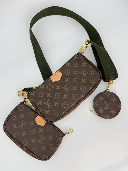 (AJ48) Louis Vuitton Monogram Multi Pochette, Gold Hardware