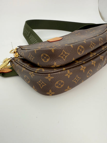 (AJ48) Louis Vuitton Monogram Multi Pochette, Gold Hardware