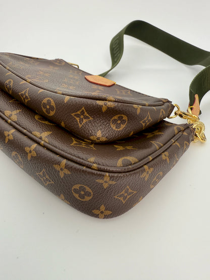 (AJ48) Louis Vuitton Monogram Multi Pochette, Gold Hardware