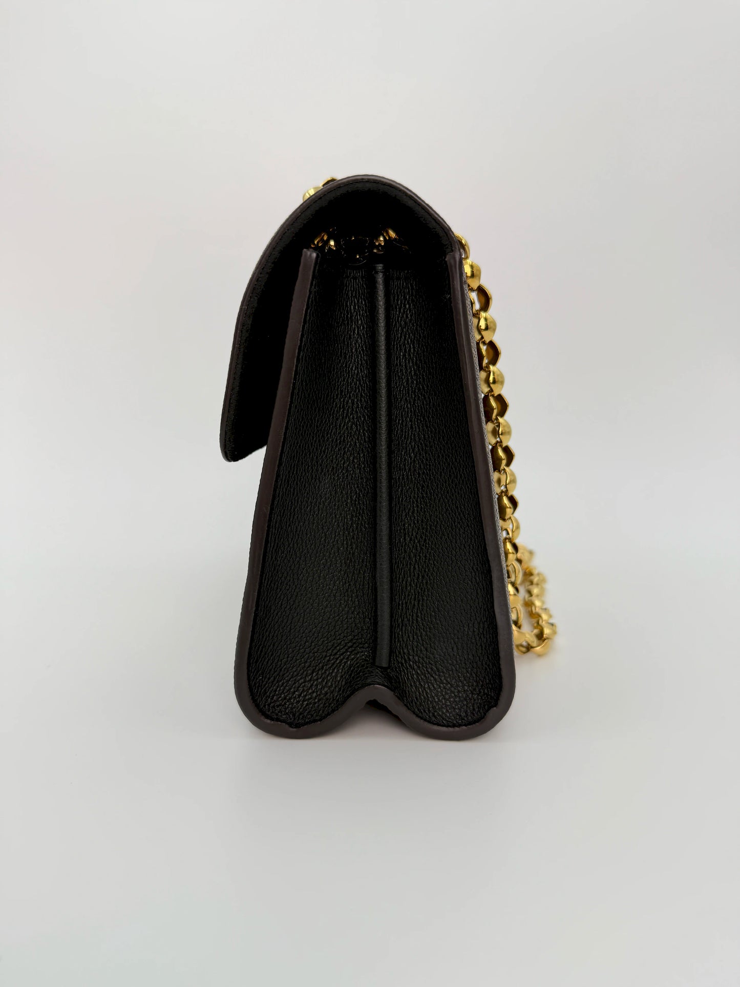 (AJ49) Louis Vuitton Black/Monogram Victoire Crossbody Bag, Gold Hardware