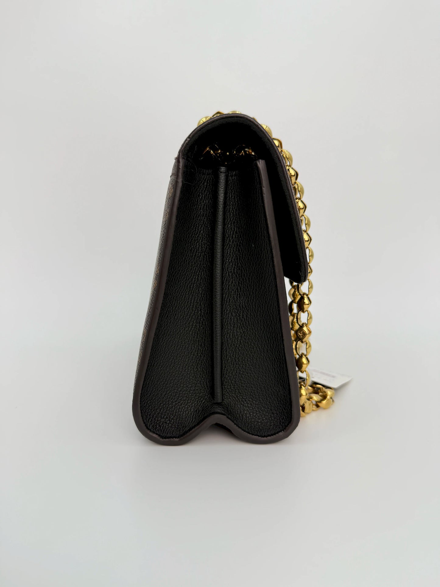 (AJ49) Louis Vuitton Black/Monogram Victoire Crossbody Bag, Gold Hardware