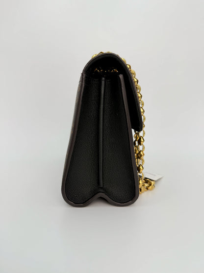 (AJ49) Louis Vuitton Black/Monogram Victoire Crossbody Bag, Gold Hardware