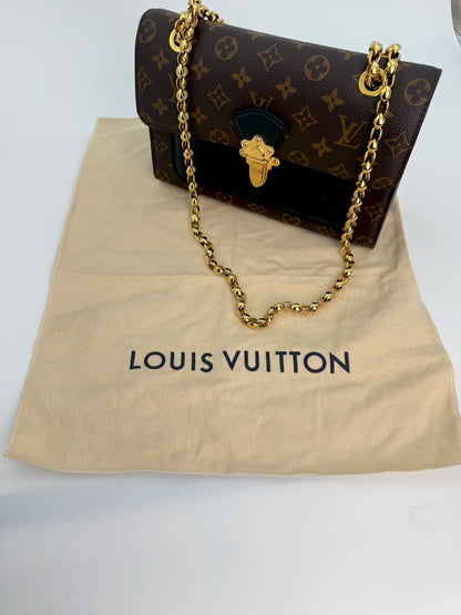 (AJ49) Louis Vuitton Black/Monogram Victoire Crossbody Bag, Gold Hardware