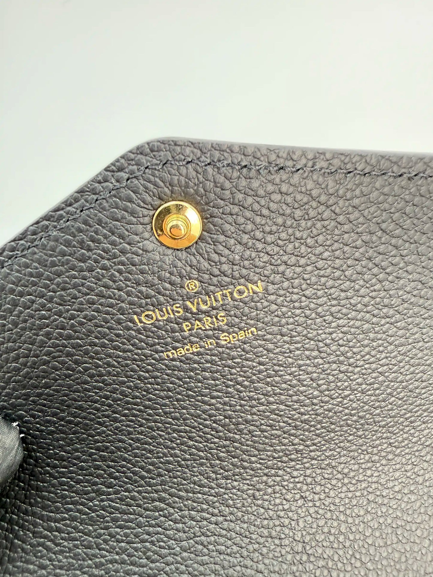 (AJ51) Louis Vuitton Black Empreinte Sarah Wallet, Gold Hardware