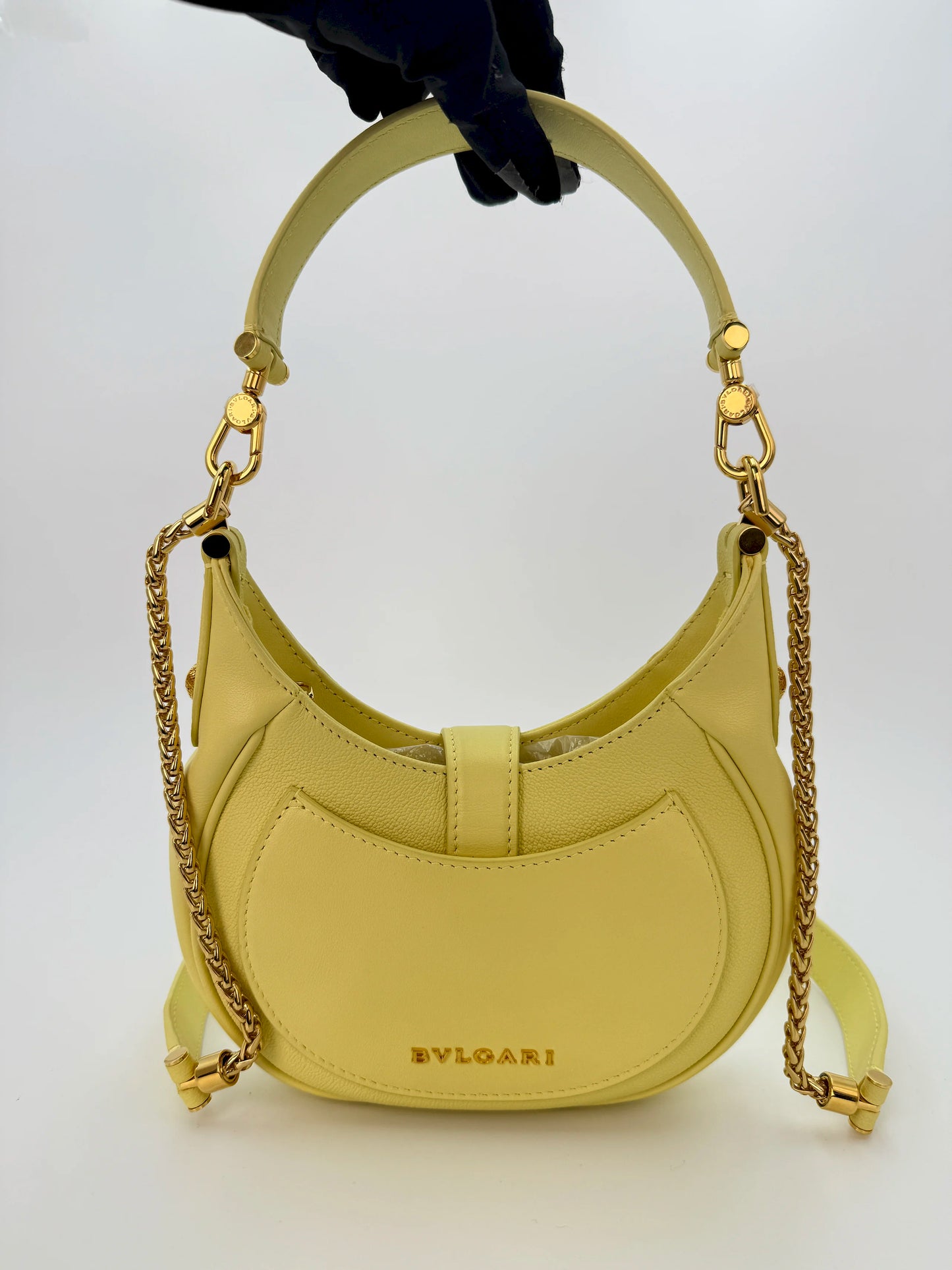 (AJ2) Bvlgari Yellow Calf Leather Small Serpenti Ellipse 2-Way Bag, Gold Hardware
