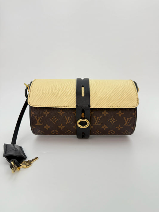 (AJ23) Louis Vuitton Glasses Case Bag, Monogram Canvas and Epi Leather, Gold Hardware