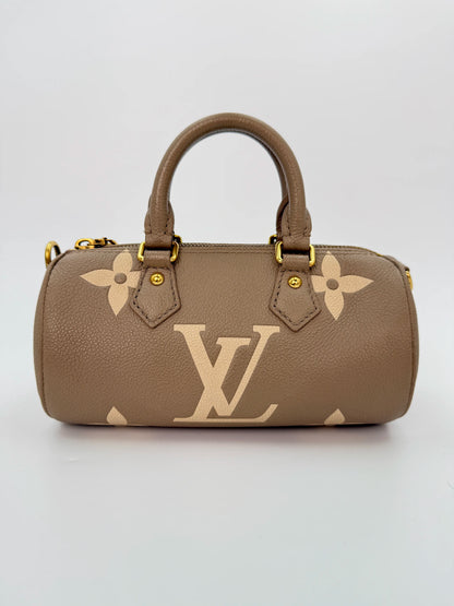 (AJ28) Louis Vuitton Beige Monogram Empreinte Papillon BB Crossbody Bag, Gold Hardware
