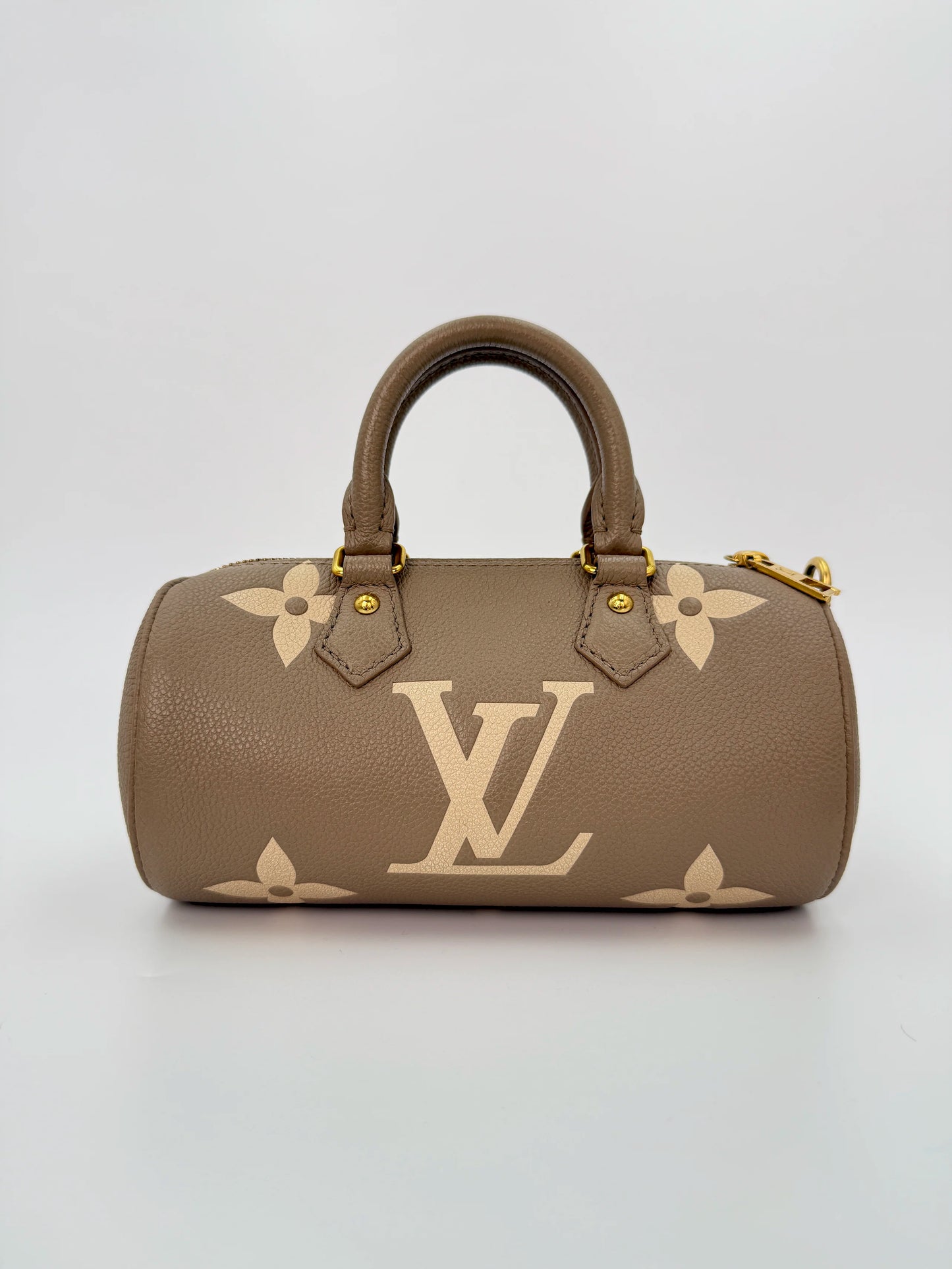 (AJ28) Louis Vuitton Beige Monogram Empreinte Papillon BB Crossbody Bag, Gold Hardware