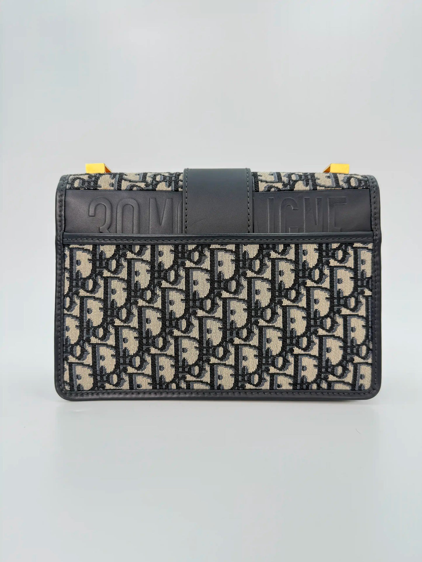 (AJ33) Dior 30 Montaigne Navy Oblique Sling Bag, Gold Hardware