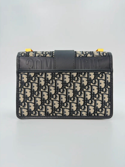 (AJ33) Dior 30 Montaigne Navy Oblique Sling Bag, Gold Hardware