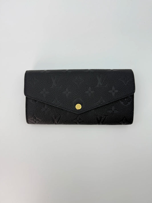 (AJ51) Louis Vuitton Black Empreinte Sarah Wallet, Gold Hardware