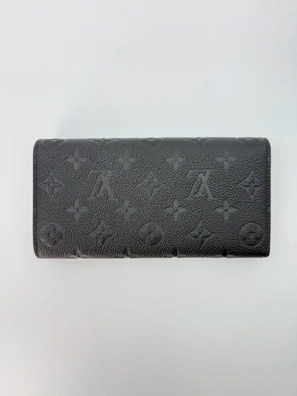 (AJ51) Louis Vuitton Black Empreinte Sarah Wallet, Gold Hardware