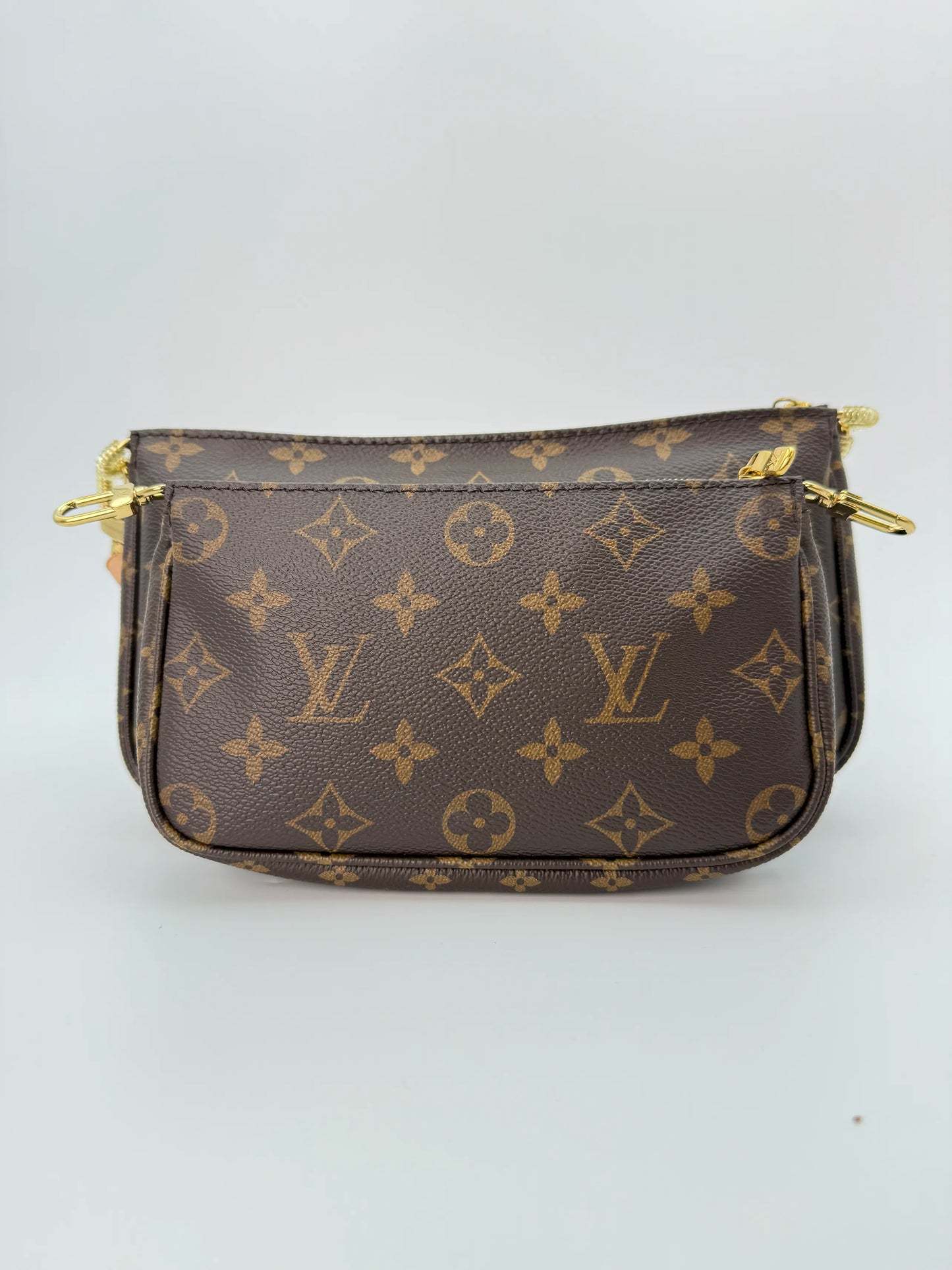 (AJ48) Louis Vuitton Monogram Multi Pochette, Gold Hardware