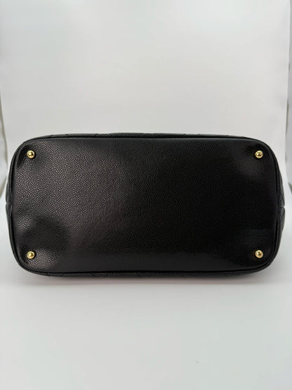 (AJ55) Chanel Black Caviar Timeless Tote, Gold Hardware