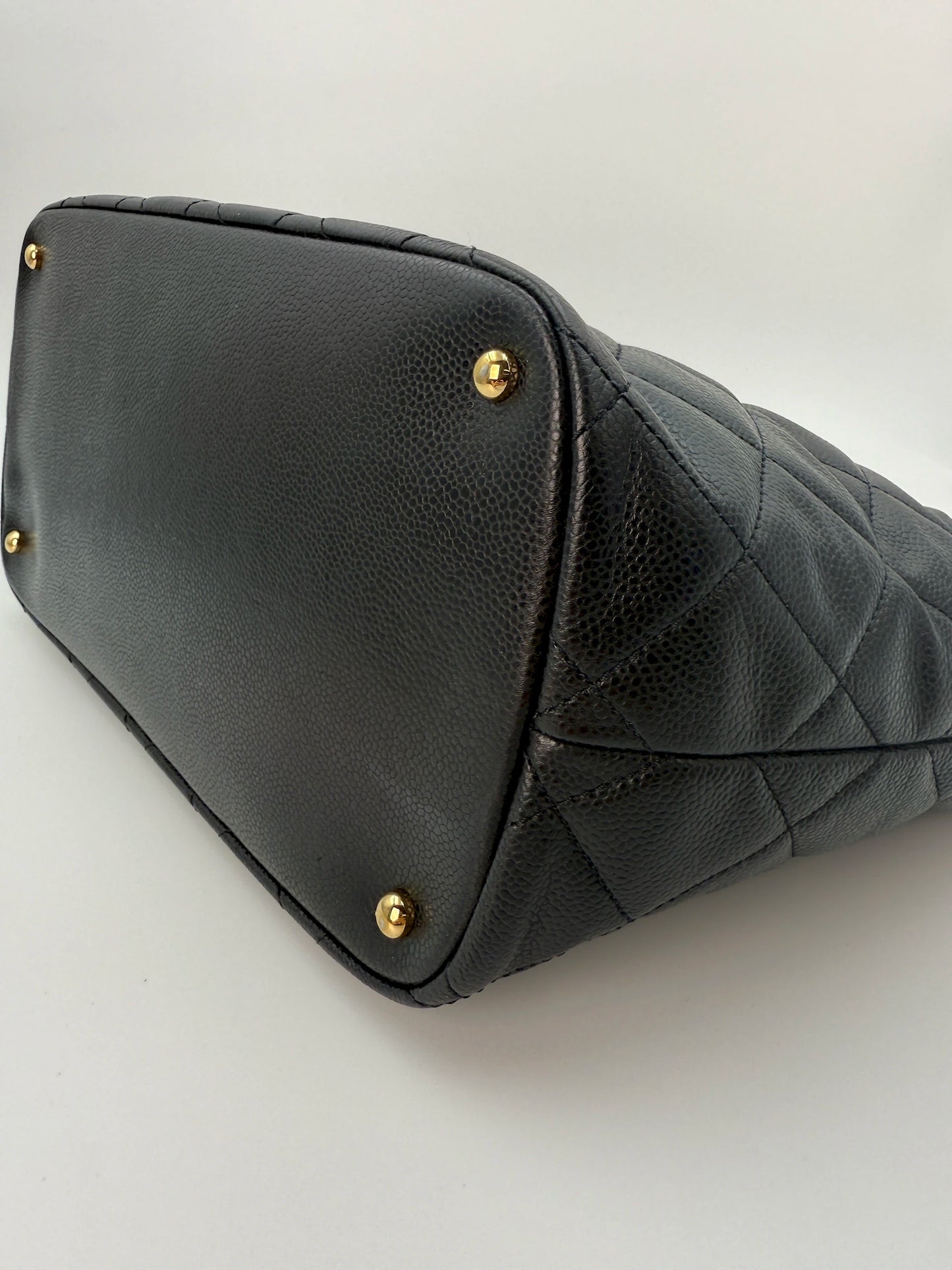 (AJ55) Chanel Black Caviar Timeless Tote, Gold Hardware