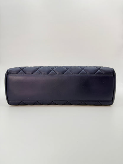 (AJ60) Chanel Navy Blue Calf Leather Misa Camera Flap Bag, Gold Hardware