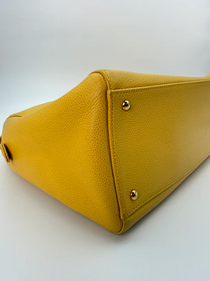 (AJ59) Chanel Mustard Yellow Caviar Zip Tote Bag, 24K Gold-Plated Hardware
