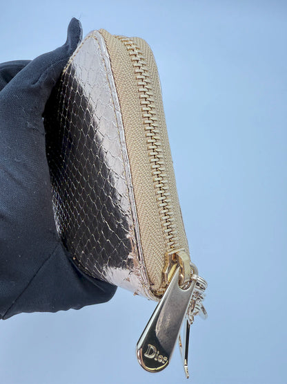 (AJ56) Christian Dior Gold Snakeskin Wallet, Champagne Gold Hardware