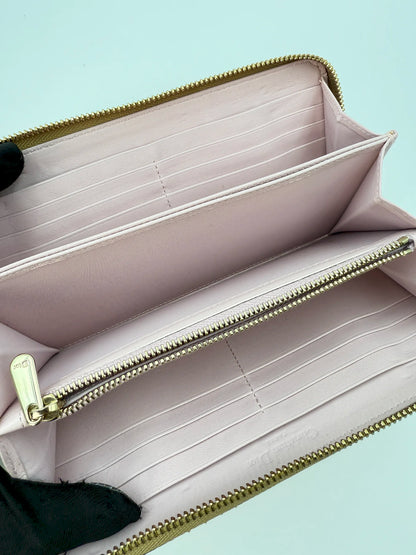 (AJ56) Christian Dior Gold Snakeskin Wallet, Champagne Gold Hardware