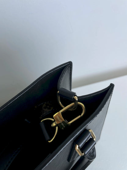 (A22) Louis Vuitton Black Epi Sac Plat BB Gold Hardware RFID