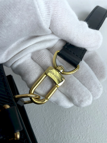 (A22) Louis Vuitton Black Epi Sac Plat BB Gold Hardware RFID