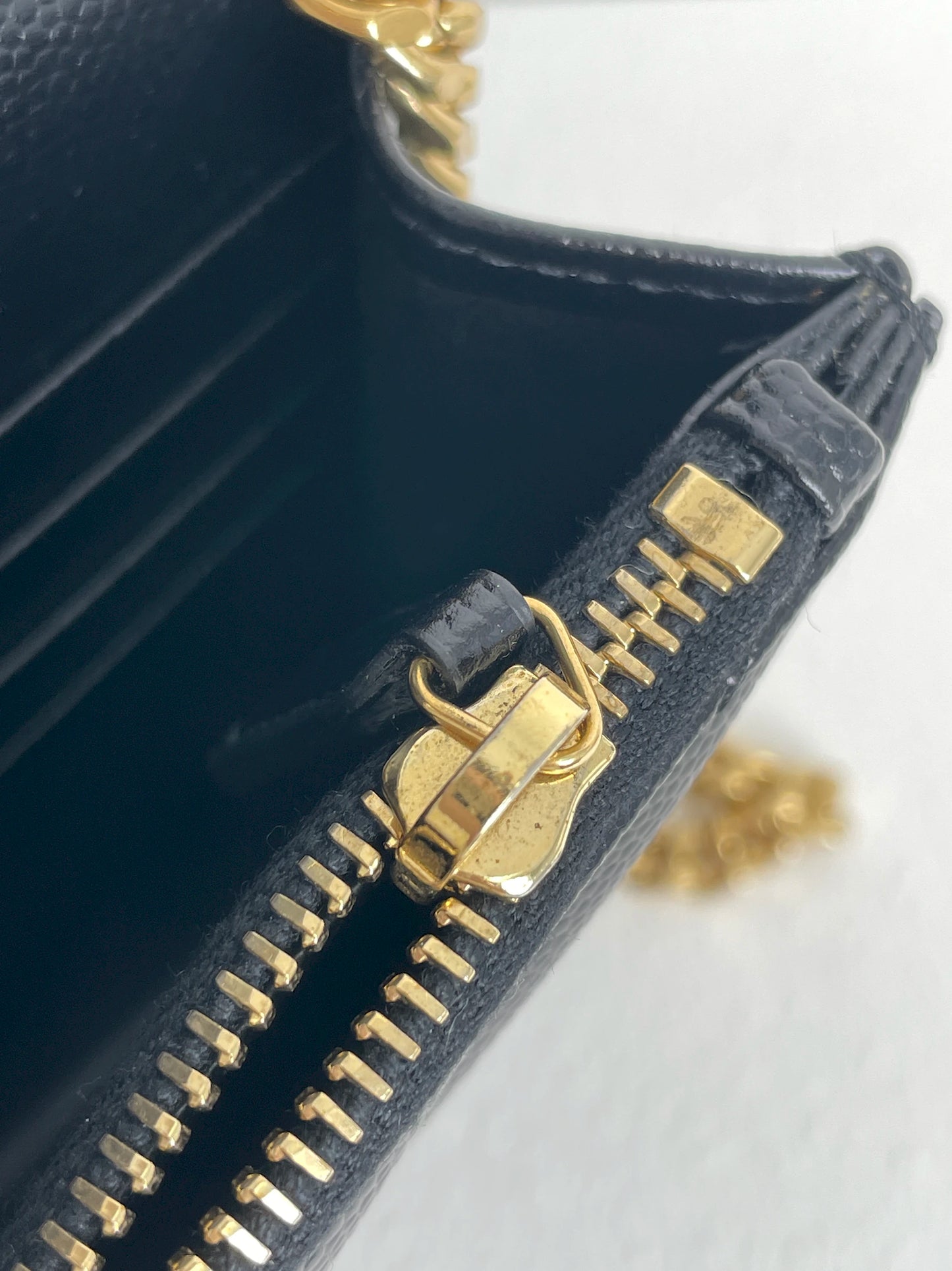 (A23) YSL Black Cassandre Envelope Wallet on Chain Caviar Gold Hardware Removable Chain Strap