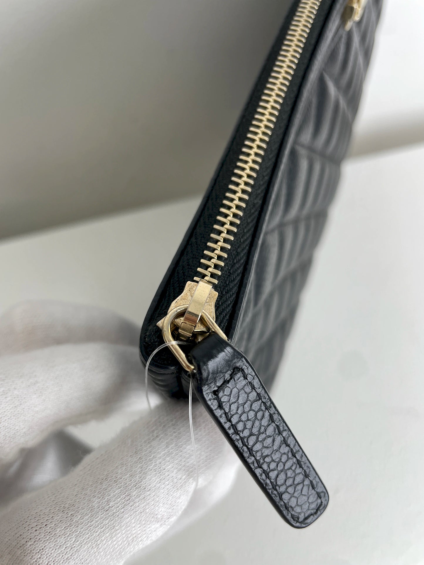 (A24) Chanel Black Caviar LeBoy O Pouch Champagne Gold Hardware