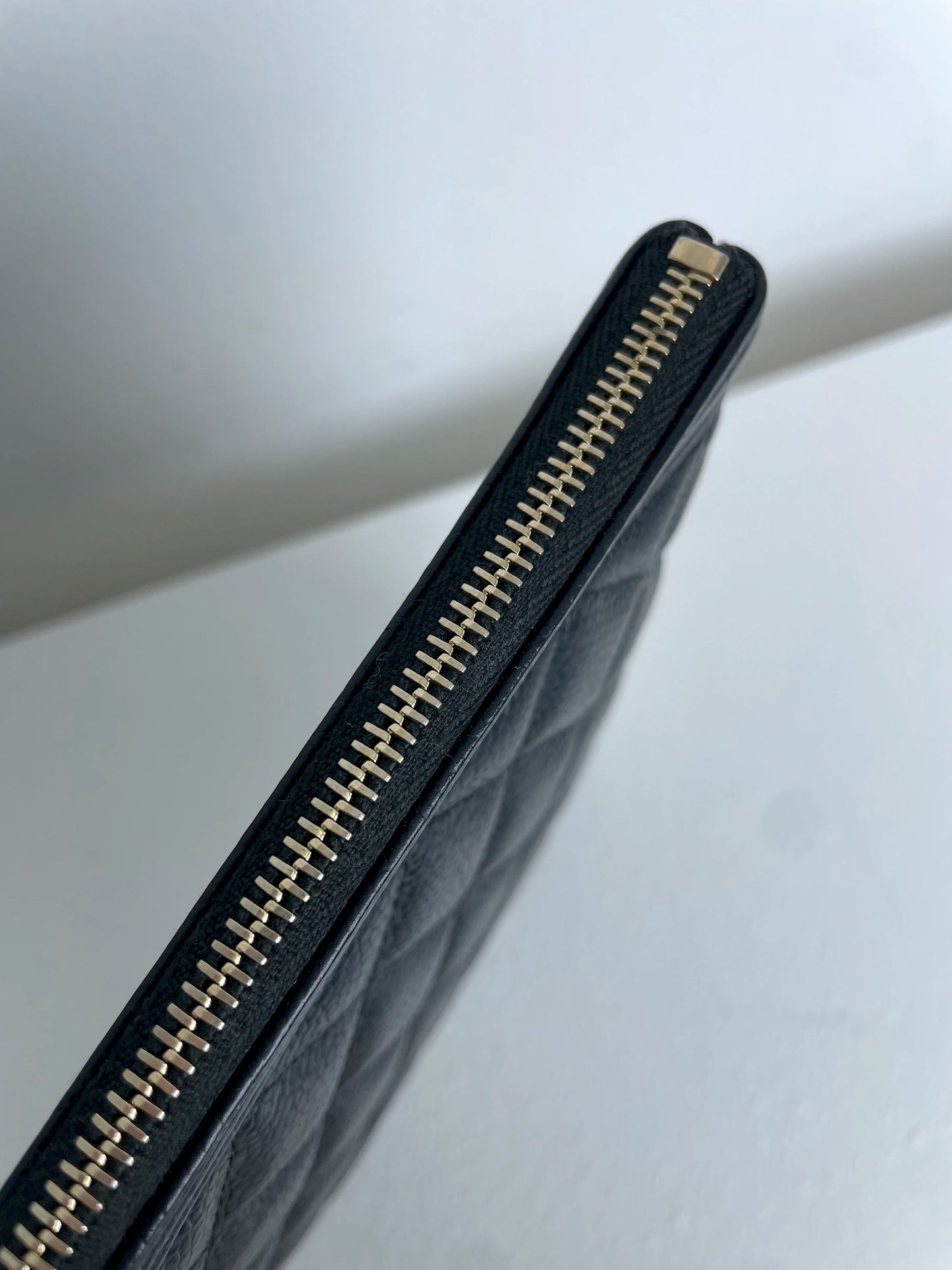 (A24) Chanel Black Caviar LeBoy O Pouch Champagne Gold Hardware