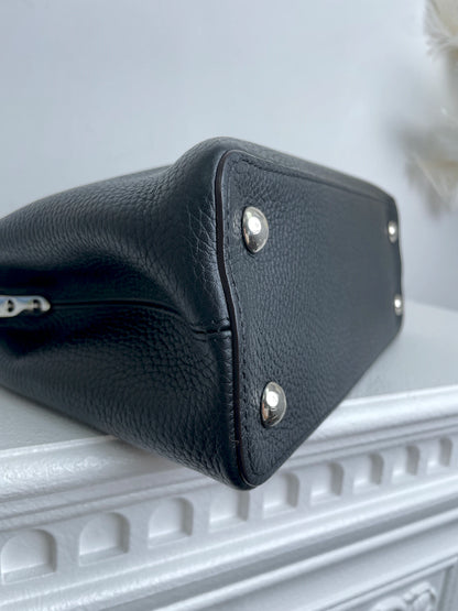 (A28) Louis Vuitton MM Black with Python Capucines Silver Hardware Python and Leather Strap