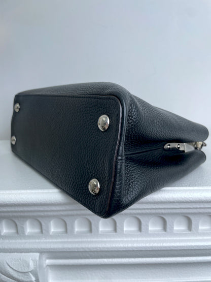 (A28) Louis Vuitton MM Black with Python Capucines Silver Hardware Python and Leather Strap