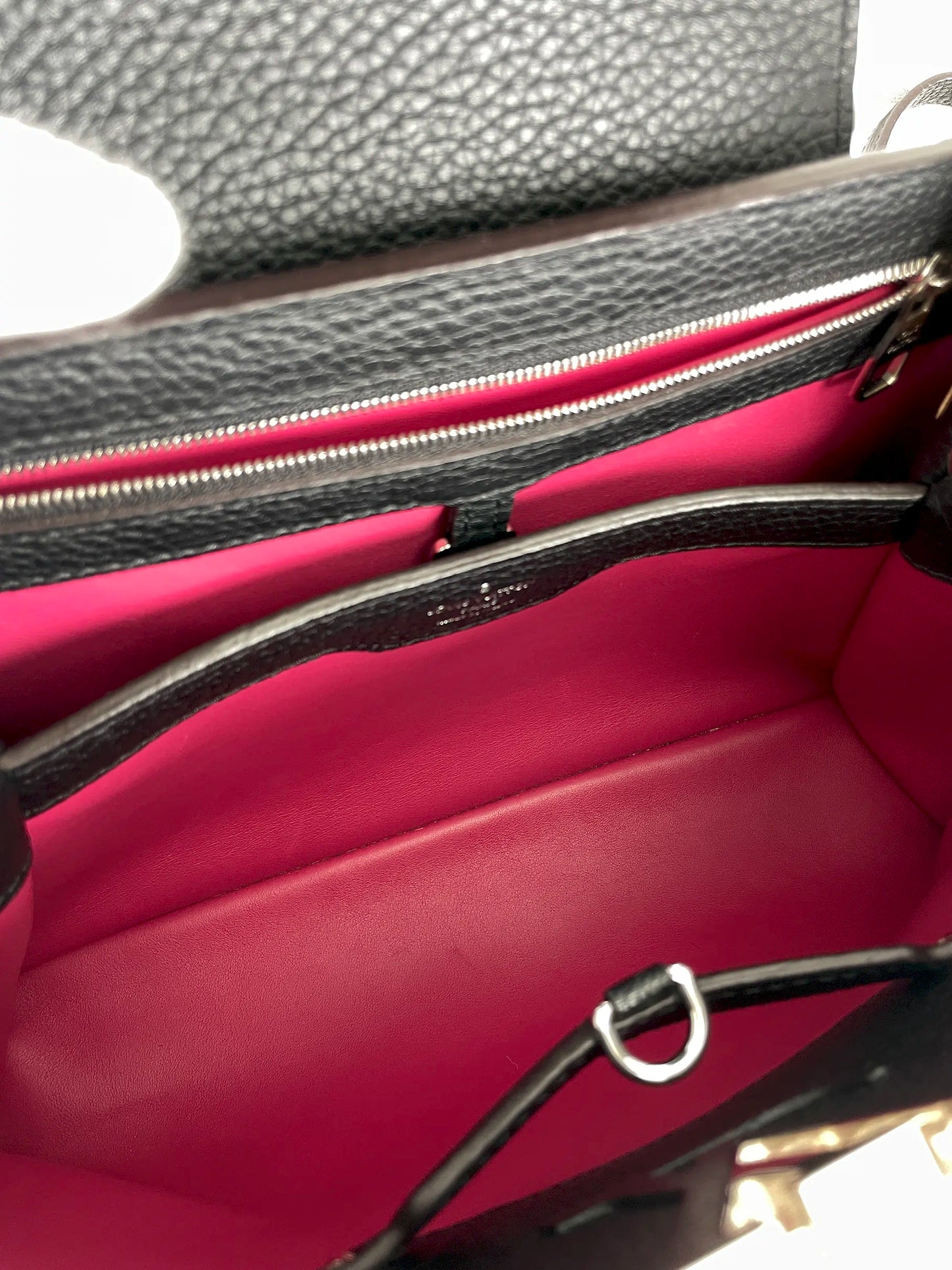 (A28) Louis Vuitton MM Black with Python Capucines Silver Hardware Python and Leather Strap