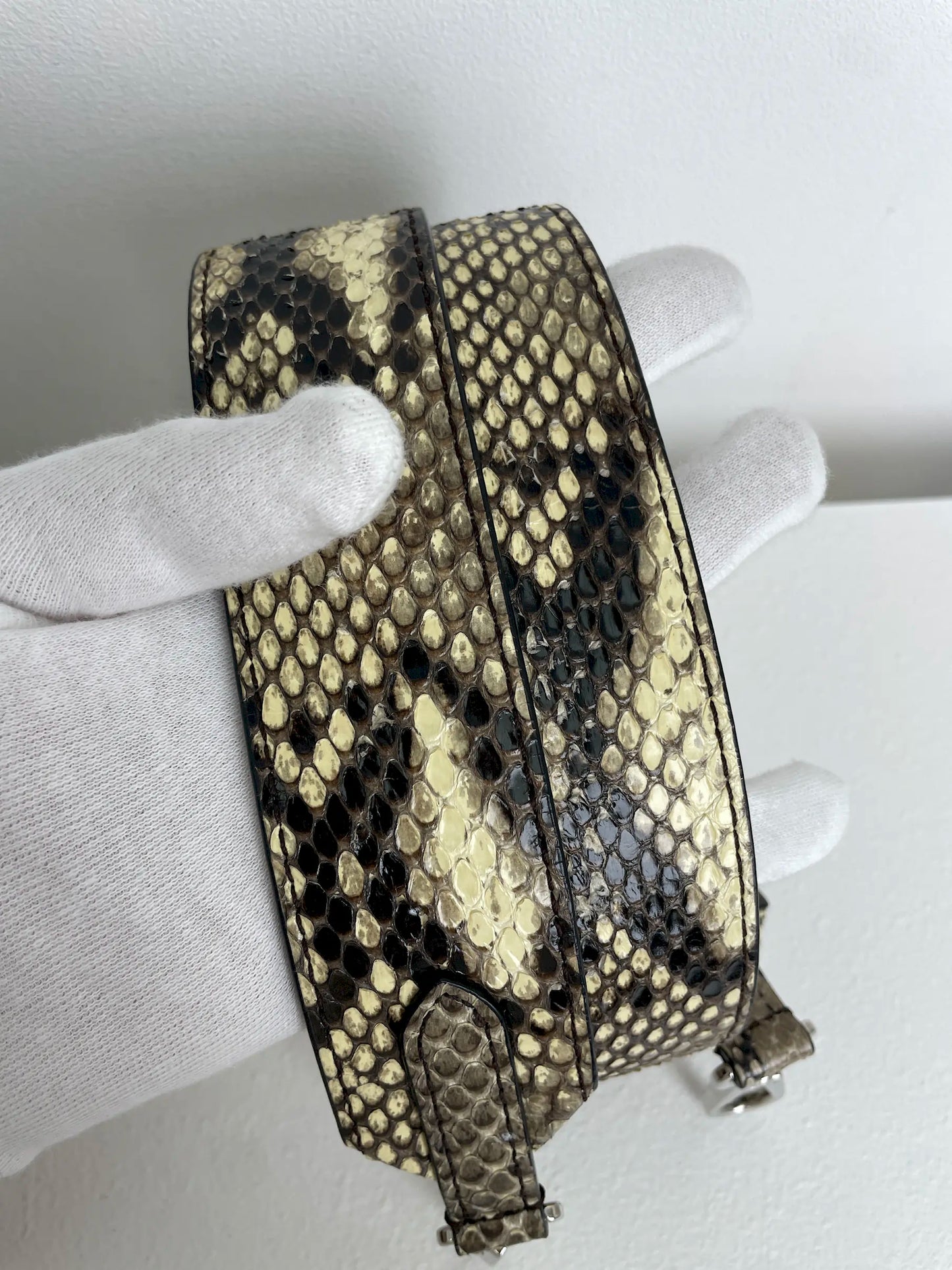 (A28) Louis Vuitton MM Black with Python Capucines Silver Hardware Python and Leather Strap