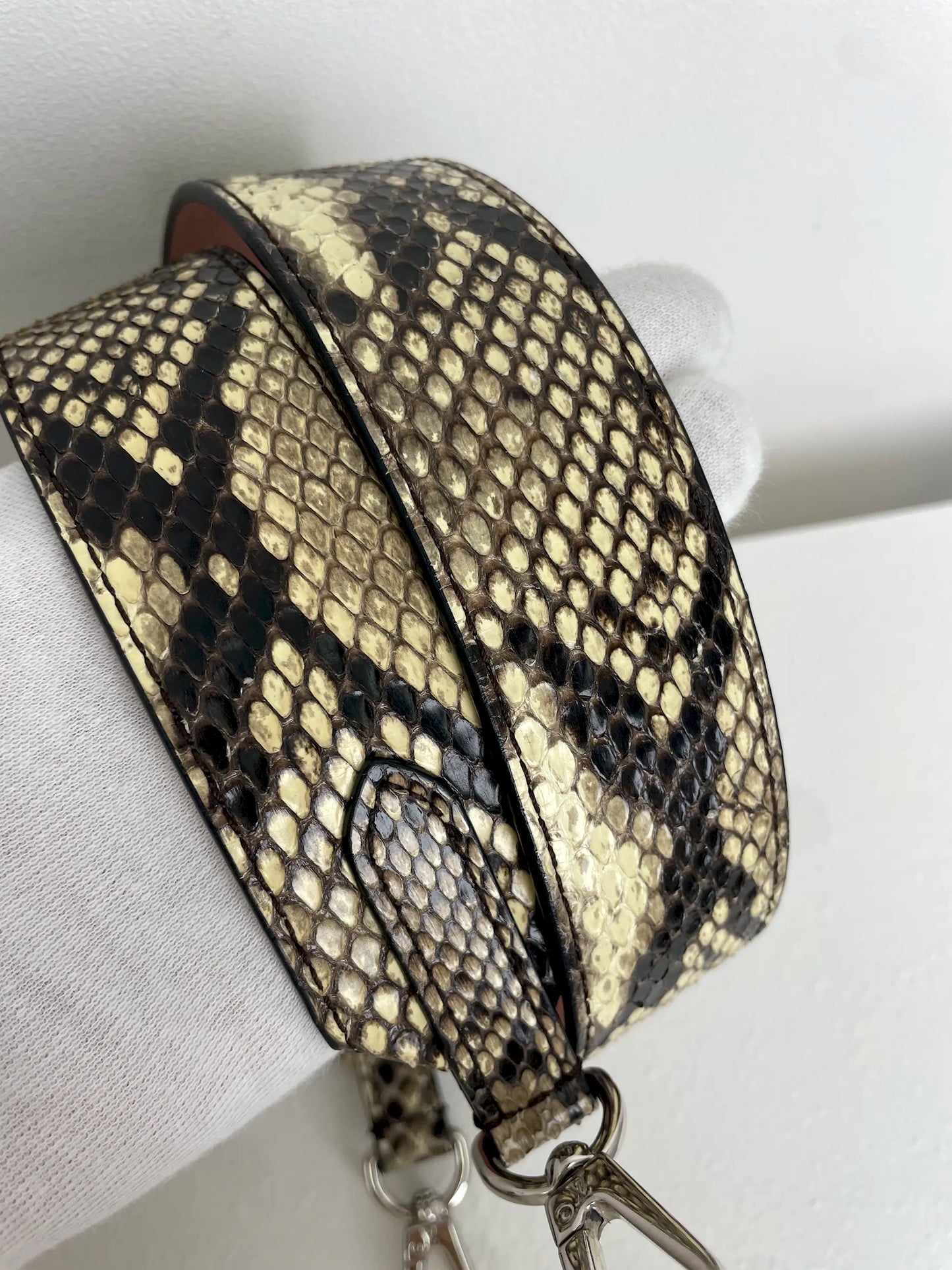 (A28) Louis Vuitton MM Black with Python Capucines Silver Hardware Python and Leather Strap