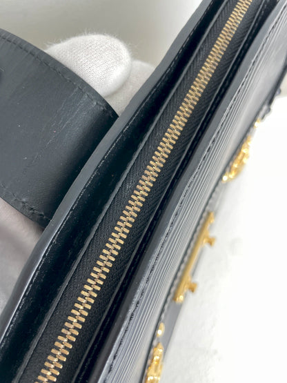 (A29) Louis Vuitton Black Epi Petite Malle Gold Hardware Removable and Adjustable Strap