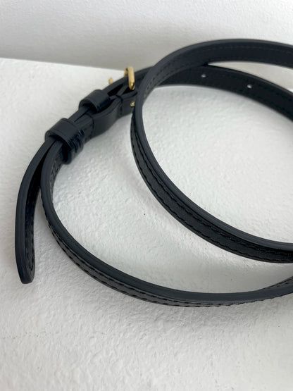 (A29) Louis Vuitton Black Epi Petite Malle Gold Hardware Removable and Adjustable Strap