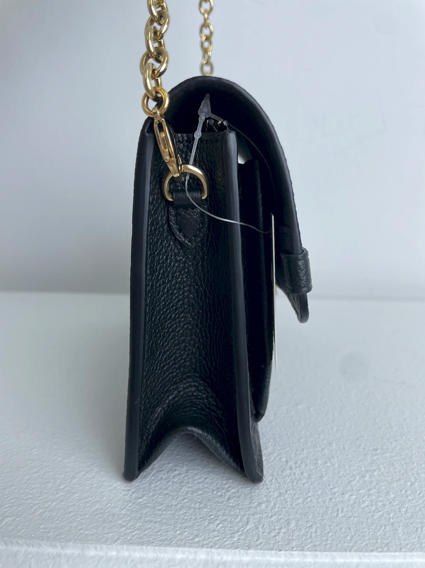 (A30) Louis Vuitton Black Monogram Empreinte Vavin Wallet on Chain Calfskin Gold Hardware Removable Strap