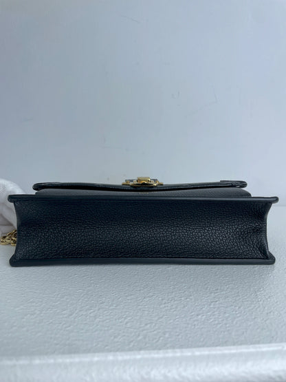 (A30) Louis Vuitton Black Monogram Empreinte Vavin Wallet on Chain Calfskin Gold Hardware Removable Strap