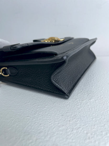 (A30) Louis Vuitton Black Monogram Empreinte Vavin Wallet on Chain Calfskin Gold Hardware Removable Strap