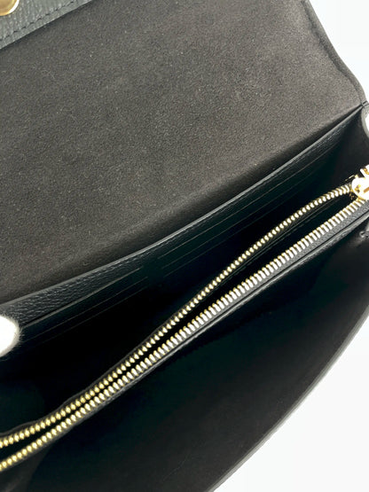 (A30) Louis Vuitton Black Monogram Empreinte Vavin Wallet on Chain Calfskin Gold Hardware Removable Strap